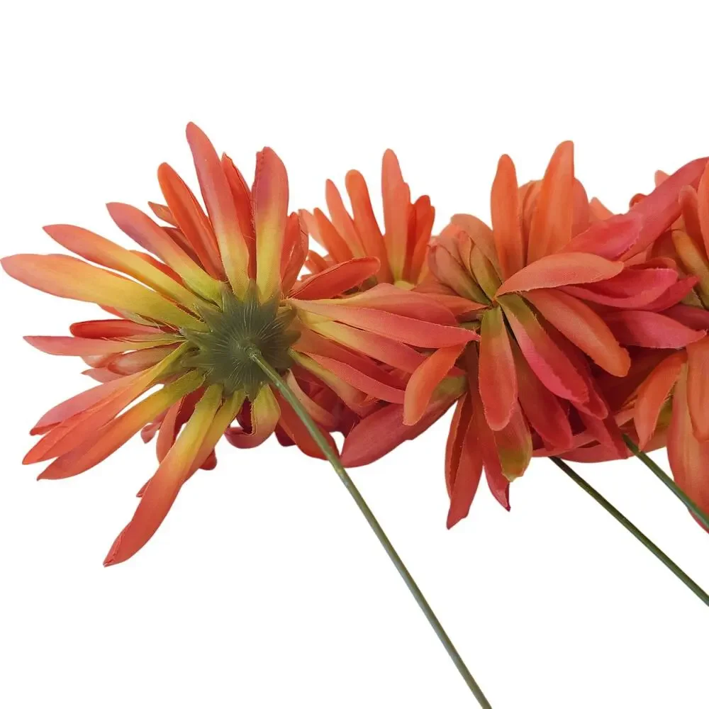 25 Orange Pink Coral Artificial Spider Mum Chrysanthemum Flower Stems Fall